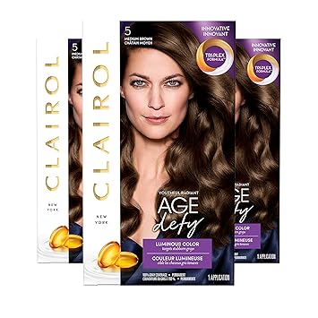 Amazon Com Clairol Age Defy Expert Collection Permanent Hair Color Kit 5 Medium Brown Pack Of 3 Packaging May Vary Beauty
