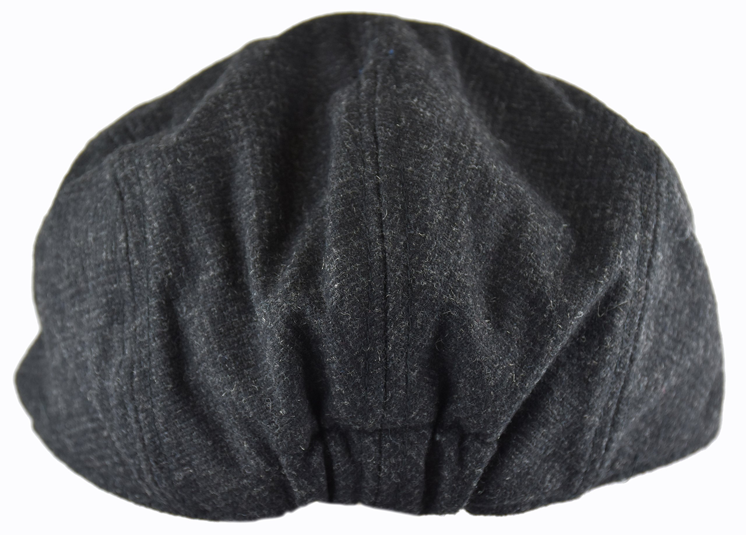 Wonderful Fashion Men's Classic Herringbone Tweed Wool Blend Newsboy Ivy Hat (Large/X-Large, Charcoal)