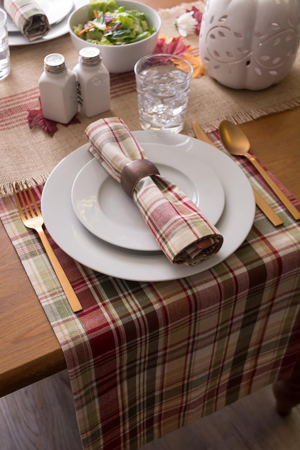 Cabin Plaid 100% Cotton Table Runner (14x108"): Home & Kitchen