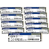 Timetec 256GBx10 (10 Pack) SSD NVMe PCIe Gen3x4 8Gb/s M.2 2280 3D NAND TLC 150TBW SLC Cache Read/Write Speed Up to 2,100/1,60