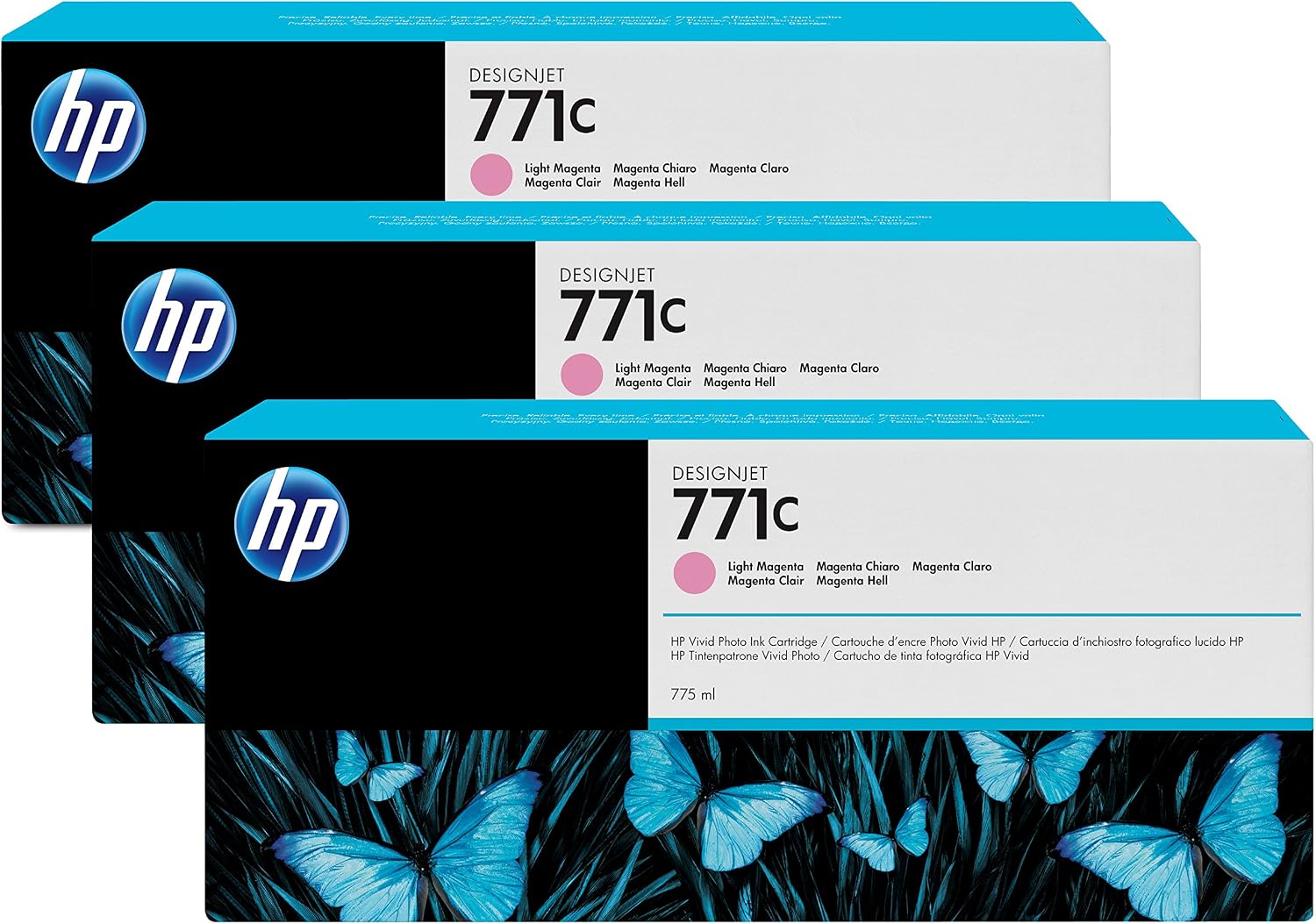 HP 771C 775ml Designjet Ink Cartridge - Light Magenta (Pack of 3), HPB6Y35A