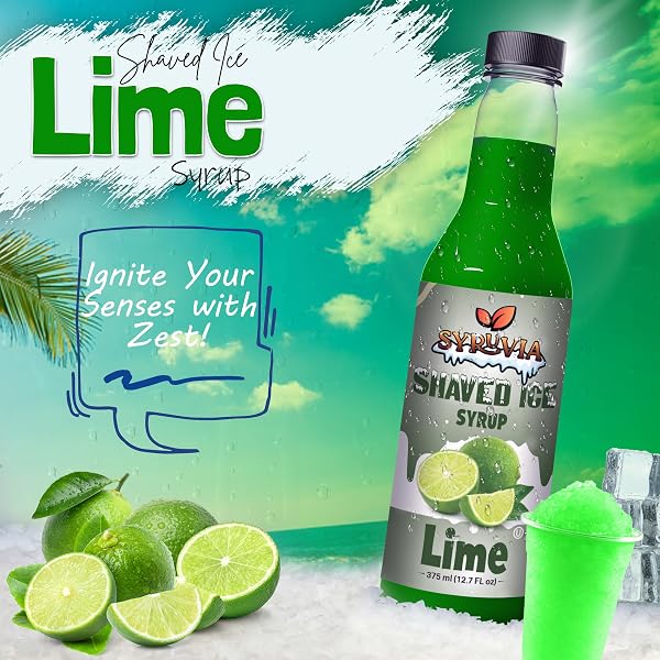 SYRUVIA SNOW CONE SYRUP 12.7OZ – LIME SYRUP FOR SHAVED ICE, SNOW CONES, SLUSHIES, ITALIAN SODA, POPSICLES. KOSHER, DAIRY FREE