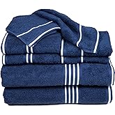 Lavish Home 8PC Bathroom Towels Set - 575GSM 100% Cotton Bathroom Essentials with 2 Bath Towels, 2 Hand Cloths, 2 Wash Cloths, and 2 Fingertip Fabric for Shower, Gym, Dorm and Spa (Navy)