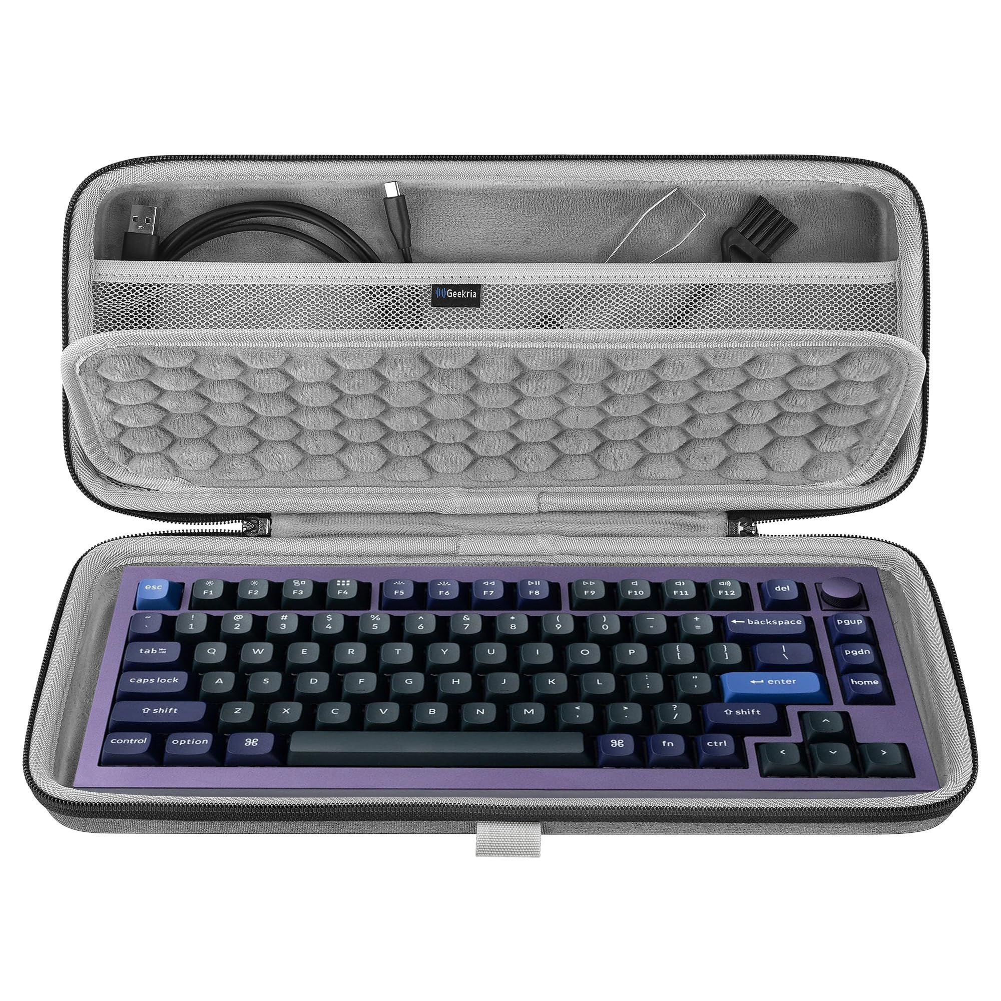GEEKRIA 68 Keys Keyboard Case for 65% Keyboard Hard Shell Travel Carrying Bag, Compatible with RK ROYAL KLUDGE R65 / RK68, Keychron K6 / K6 Pro / Q2 / Q2 Max / V2, Nuphy Halo65 HE / BH65
