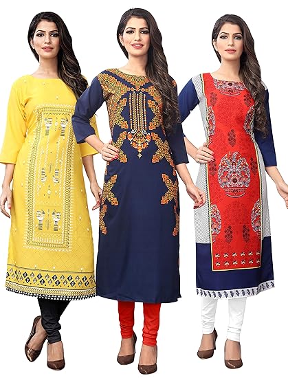 Women's crepe straight Kurta (Pack of 3)