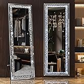 Hasipu 63”×20” Full-Length Mirror with Lights- Crystal Crush Diamond Wall Mounted Hanging Diamond Mirror Leaning for Living R