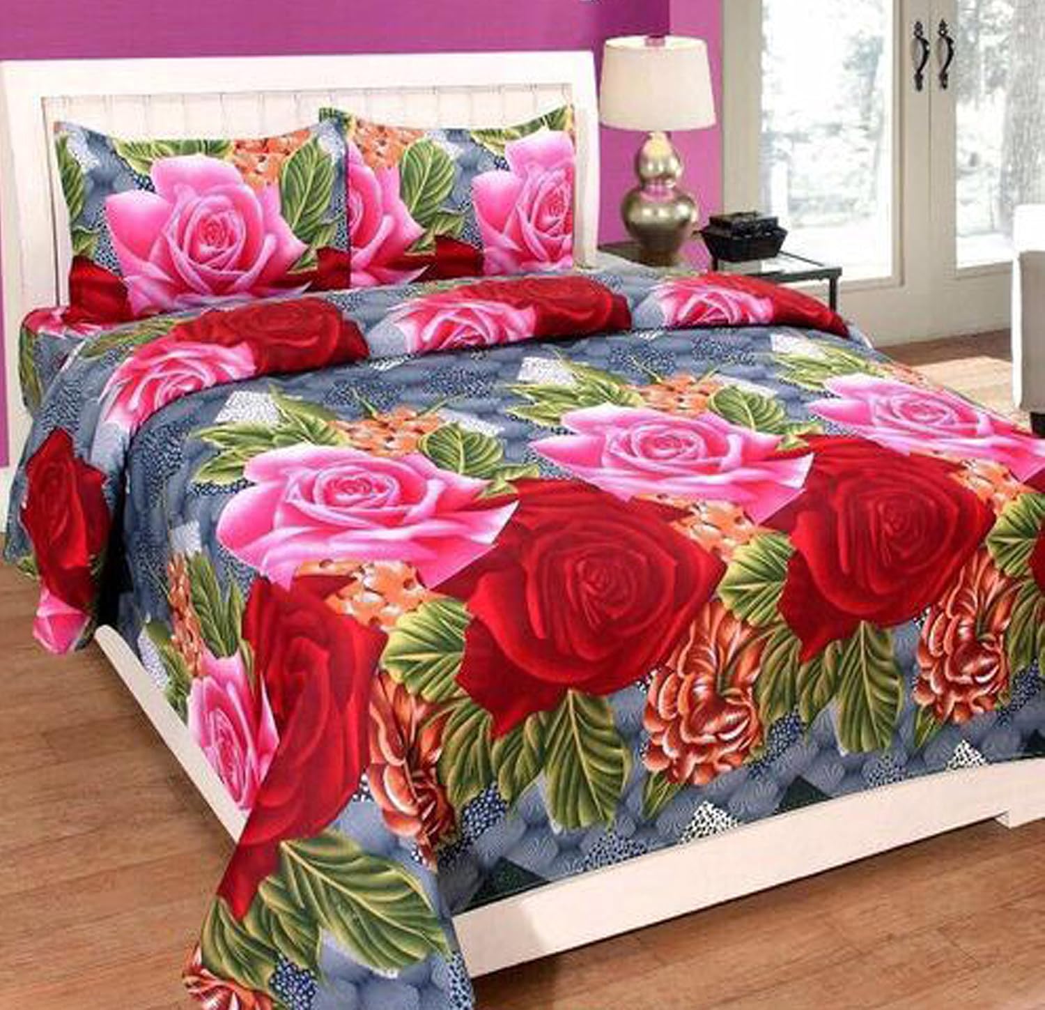 Shadow Size 3 Pc Bedding Set,Wrinkle Free Double Bedsheet,2