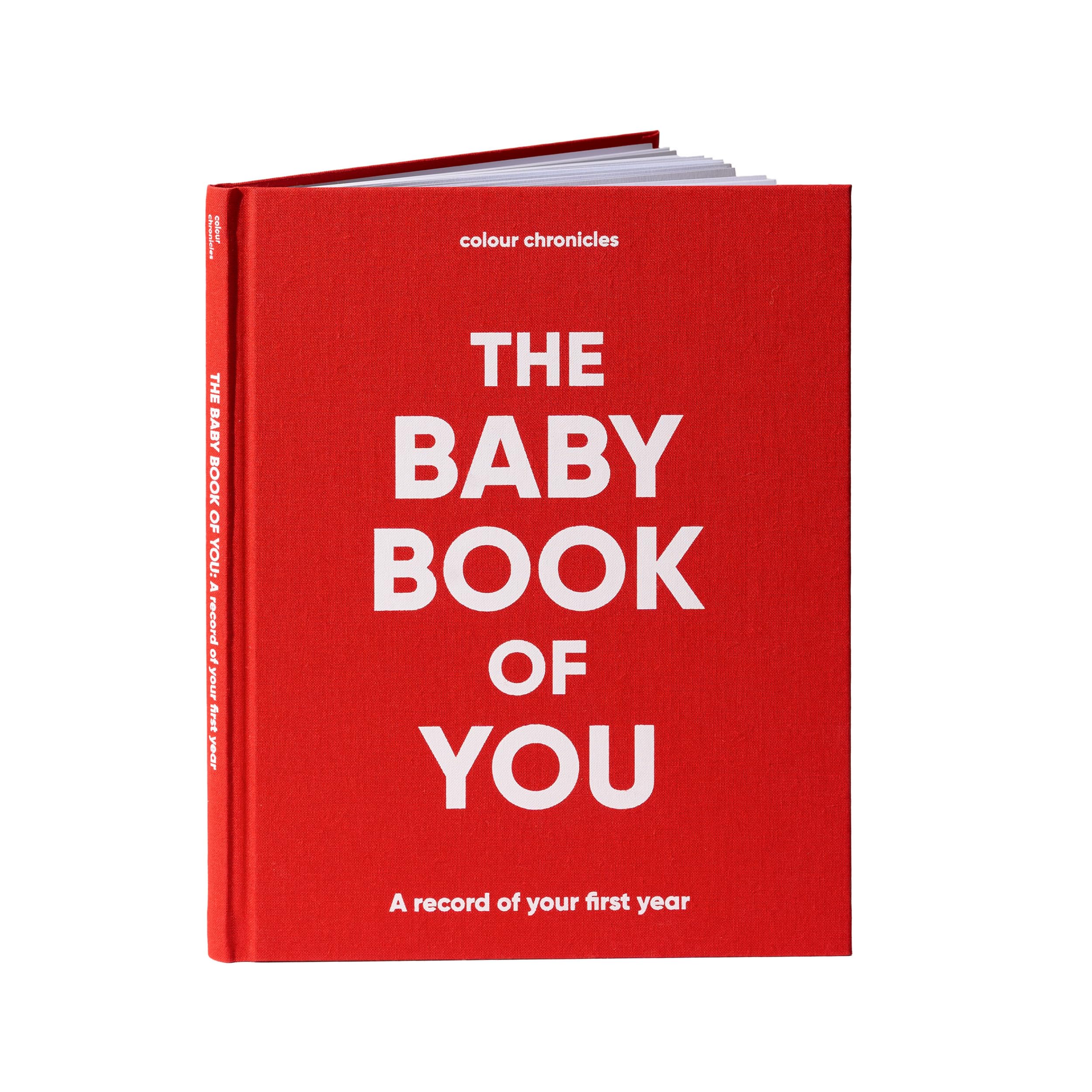 Baby Memory Book | Keepsake of the First Year | Personalised Memory Book | Unique Baby Gift for Girls & Boys | Record Memories with this Cherished Cloth Covered Hardback Journal | 96 Pages - Red