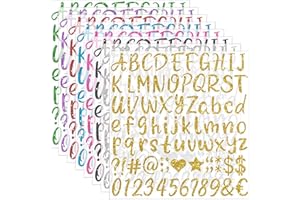 STICEARD 648 PCS Letter Stickers Glitter Alphabet Stickers Self Adhesive Waterproof Vinyl Small ABC Letters for Graduation Cap Water Bottles Cup Mailbox Number Scrapbooking Notebook Crafts Decor(8,Multicolor)