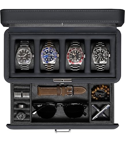 Amazon.com: ROTHWELL 8 Slot Leather Watch Box with Valet Drawer