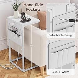 Vagusicc C Shaped End Table with Charging