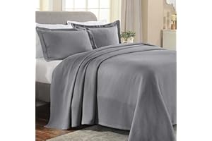 Superior Solitaire Cotton 2 Piece Bedspread Set, Home Bed Decor, Decorative Textured Bed Spread, 1 Pillow Sham, Airy Blanket, Matelasse Coverlet Bedding, All-Season Accent Blanket, Twin, Grey