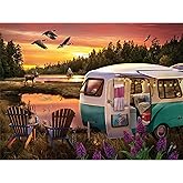 KI Puzzles 550-Piece Jigsaw Puzzle – Bob Giordano Lakeside Reflection – 24x18 Scenic Nature Puzzle for Adults & Teens, Challenging Lake & Mountain Landscape