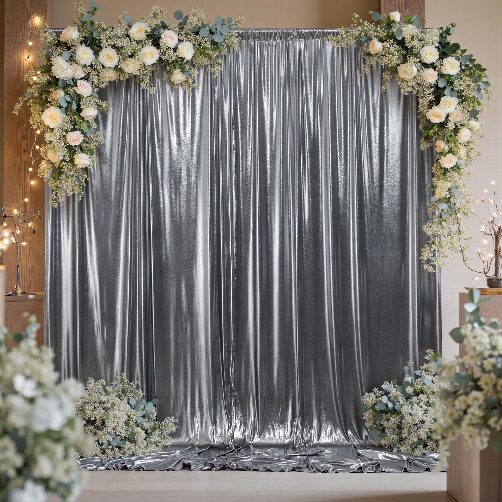 View 1 of 10ftx10ft Black Silver Glitter Sequin Backdrop Curtain for Parties, Wrinkle Free Sparking Backdrop Drapes, 2 Panels 5x10ft Shimmer Photo Back Drop Cloth for Wedding Birthday Photography