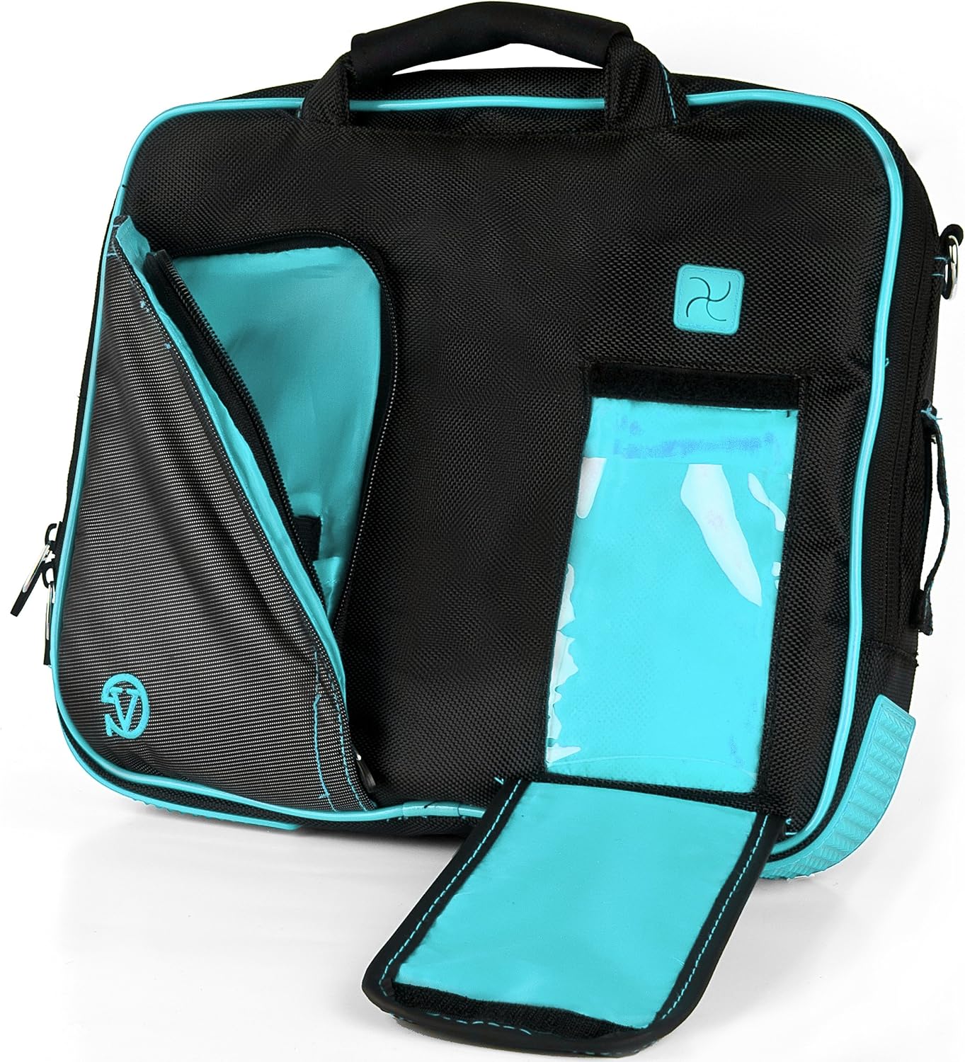 Vangoddy Pindar Messenger Bag (Black/Aqua) for 10 to 11.6 Inch Tablets and Laptops