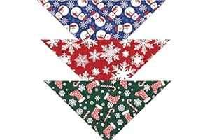 NATIVE PUP Christmas Dog Bandana| 3-Pack | Snowman, Snowflake, Stocking | Winter Bandanna Handkerchief Gift (Christmas Pack 2, Large)