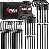Rocket Straps - Ultimate Adjustable Outdoor Bungee Cord Assortment - Heavy Duty Set of 20 Bungee Cords (36") Double-J Hooks - Elastic Straps for Camping, Securing, and DIY Multipurpose