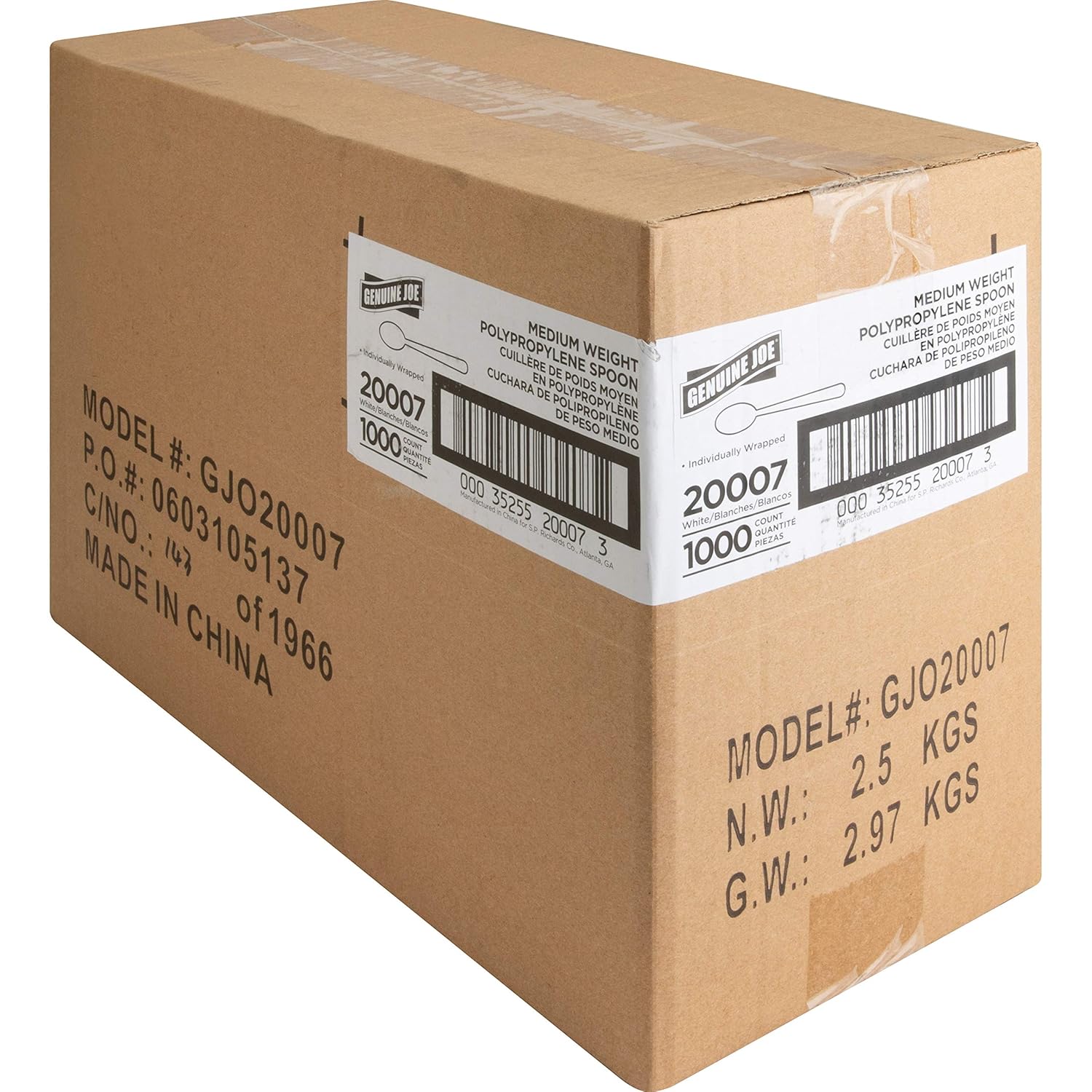 Genuine Joe GJO20007 Plastic Spoons, Ind-Wrapped, Med-Wght (Pack of 1000): Industrial & Scientific