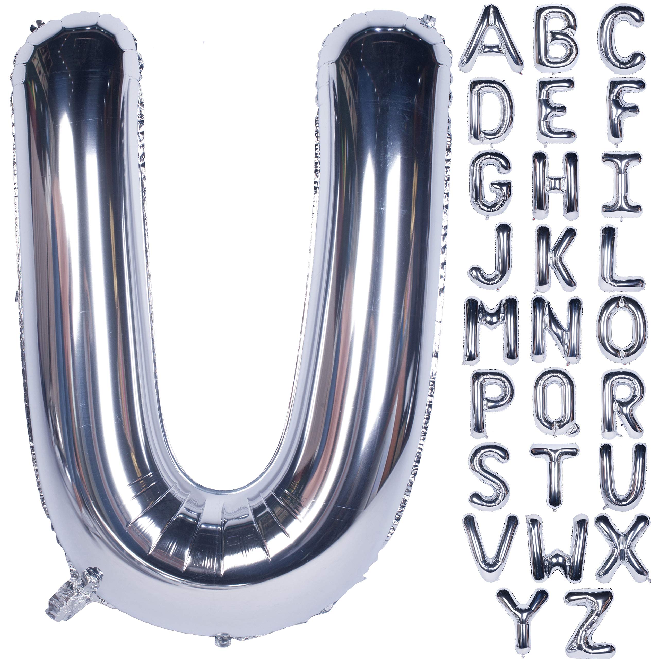 Letter Balloons Silver Large Letter U Balloon 40 Inch Foil Helium Alphabet Balloons Birthday Party Baby Shower Graduation Ceremony Decoration (Silver Letter U)