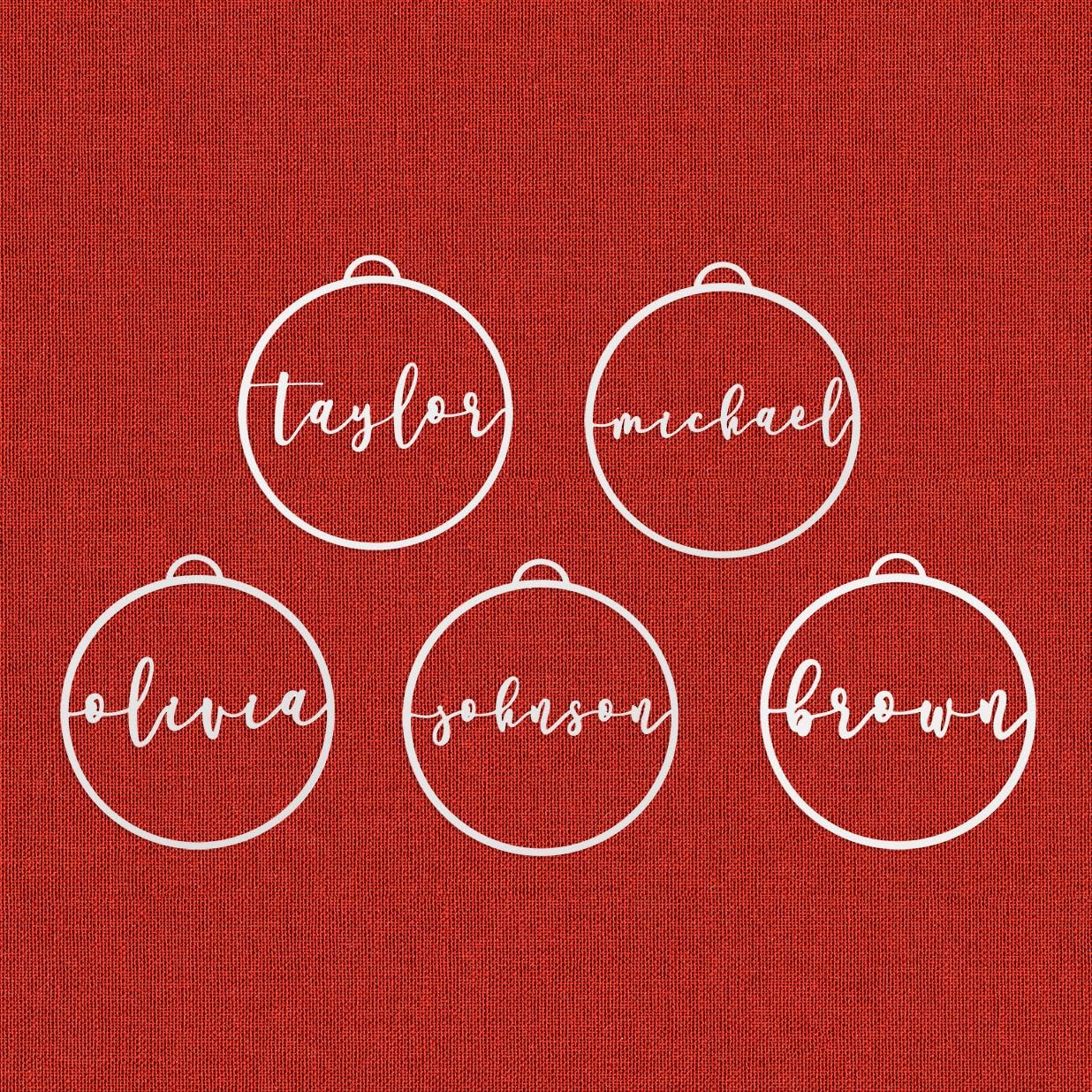 Ornaments - ROCC RUSTED ORANGE CRAFTWORKS CO. Minimalist Custom Ornaments (5 Pack; 4 inch) - Customized Christmas Ornament Name Custom Ornament