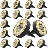 Joomer Solar Ground Lights, 16 Pack 8 LED Solar Lights Outdoor IP68 Waterproof Disc Light In-Ground Landscape Lighting Outdoor for Patio Pathway Lawn Yard Driveway Walkway (Warm White)