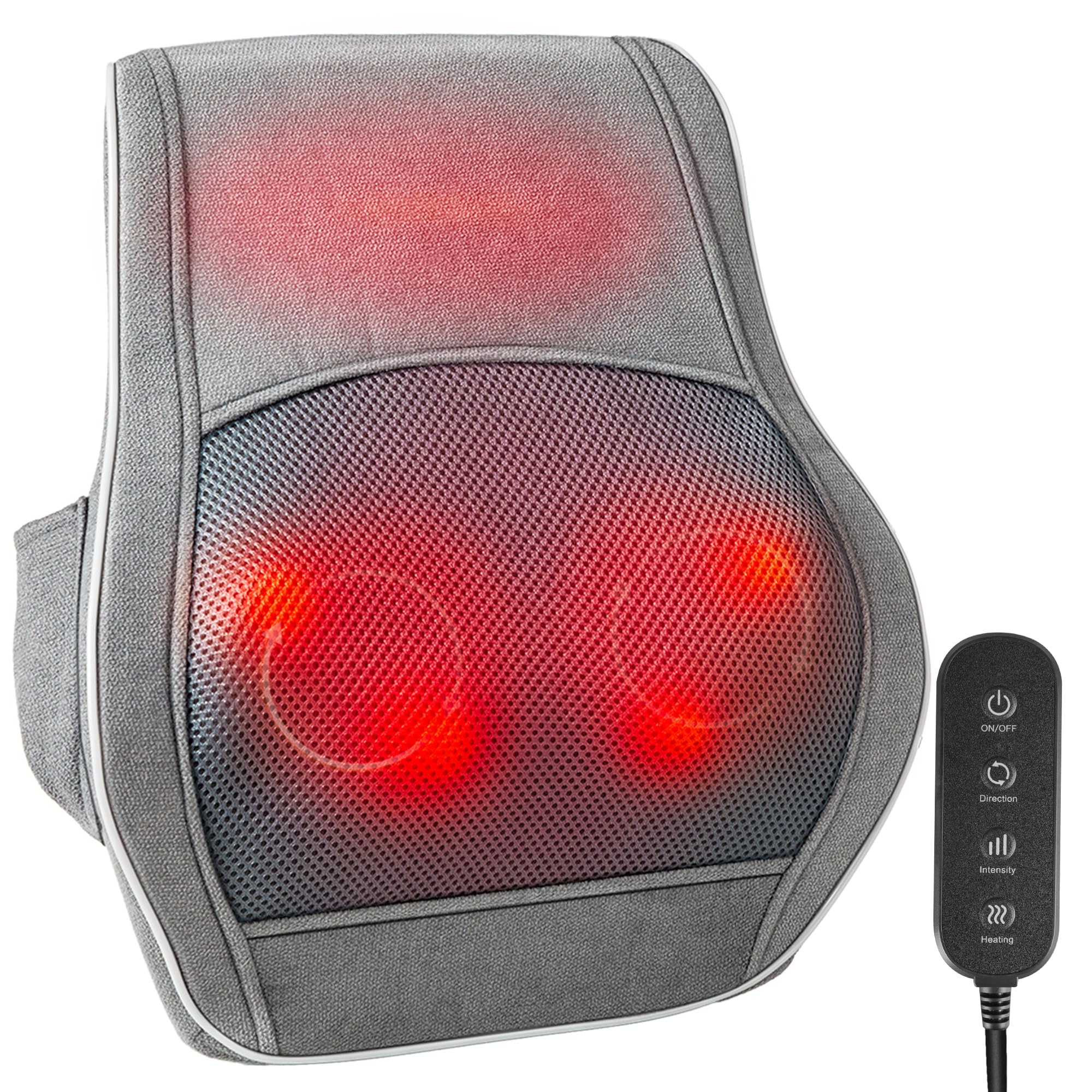 Photo 1 of Brelley Shiatsu Neck and Back Massager with Heat, Deep Tissue Kneading Massage Pillow, Electric Massagers with Bi-Directional Rotating Head for Neck, Back, Shoulders, and Legs, Gift for Mom Dad Grey