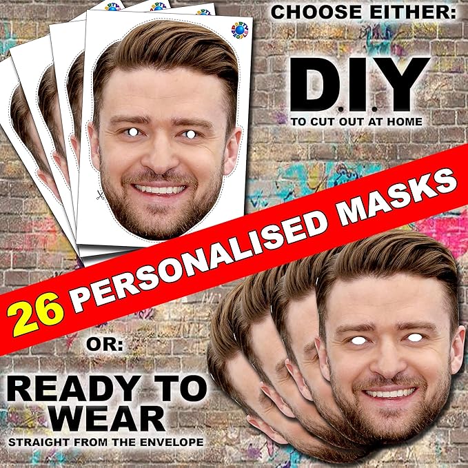 26 x Personalised DIY Custom Photo Face Masks kits for Hen, stag