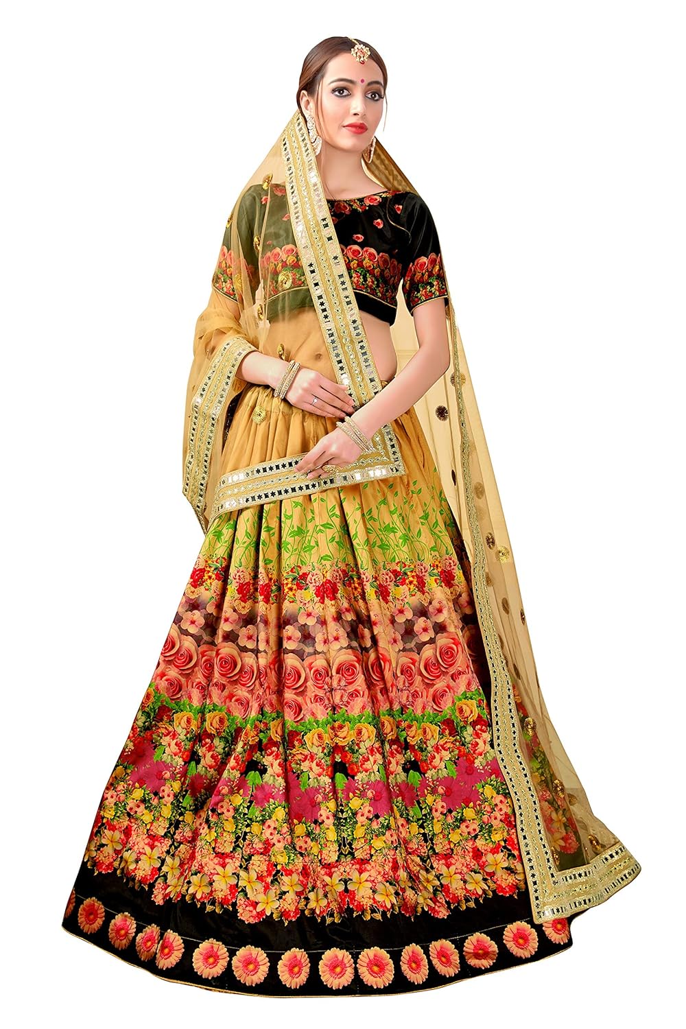 pd fashion digital printed lehenga choli for women's (multi colour) (multi)