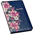 KJV Holy Bible Standard Size Faux Leather Red Letter Edition Thumb Index & Ribbon Marker, King James Version, Blue Floral, Zipper Closure (KJV Deluxe Gift Editions)