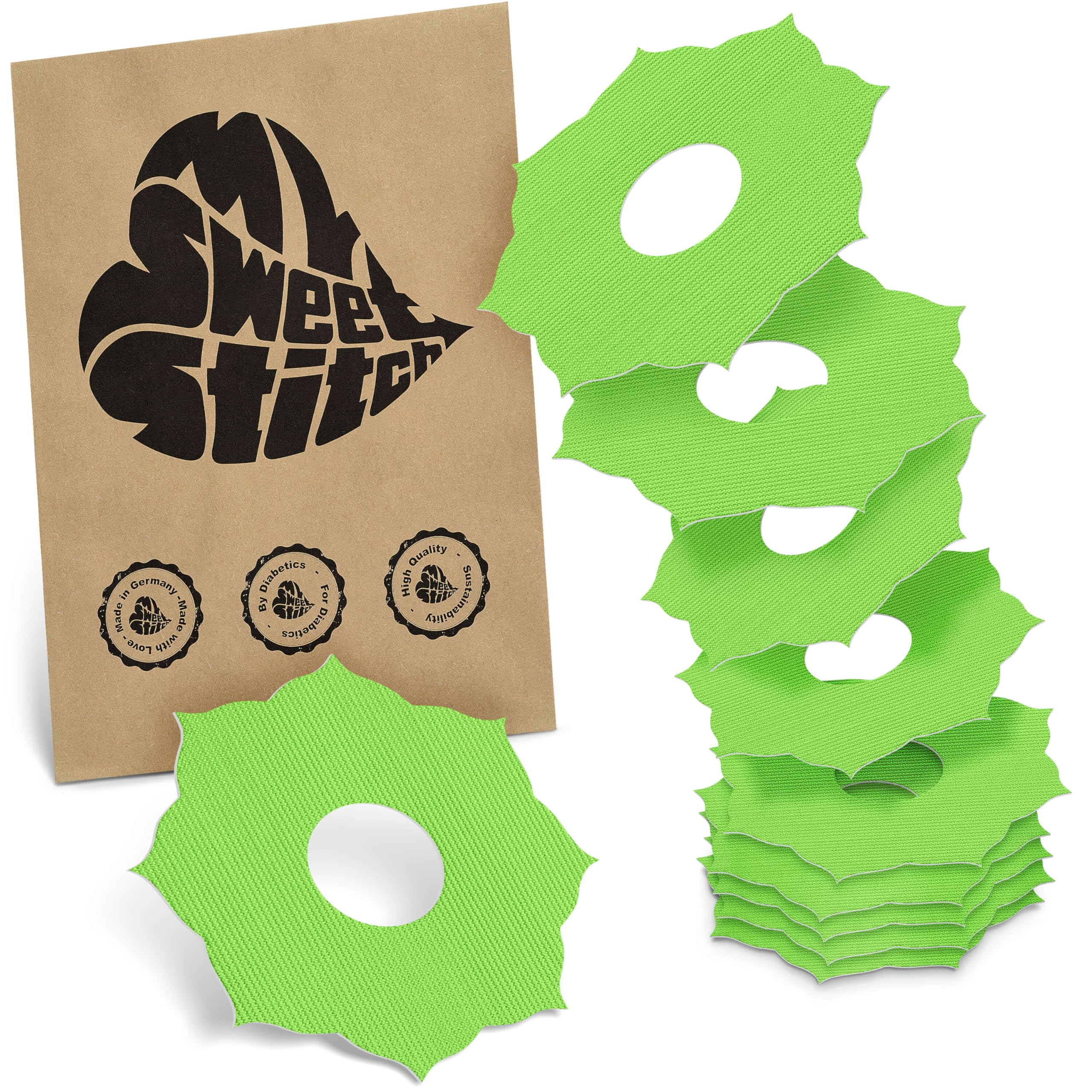 MySweetStitch - 10 x Freestyle Libre 3 Patches Mandala, Overpatch Ø 65mm, Waterproof, Breathable, Skin-Friendly, Made in Germany, Green