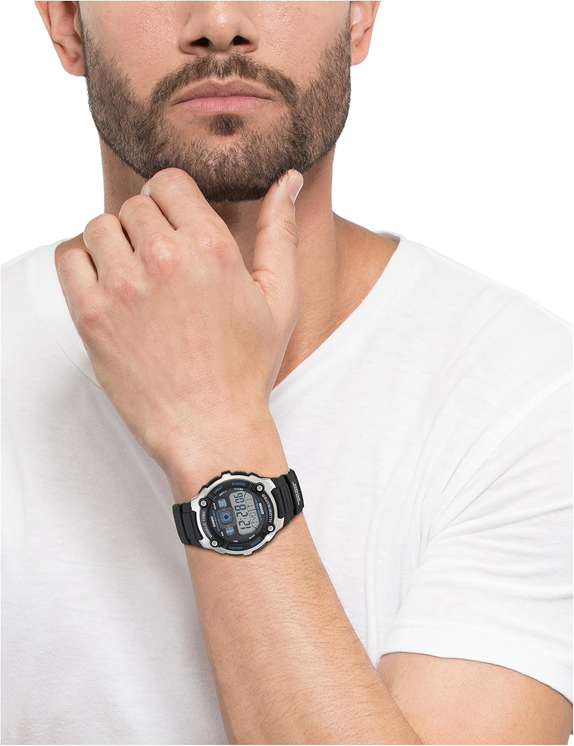 Amazon Com Casio Sports Quartz Watch With Resin Strap Black 16 Model Ae 00w 1avcf Casio Sports Outdoors