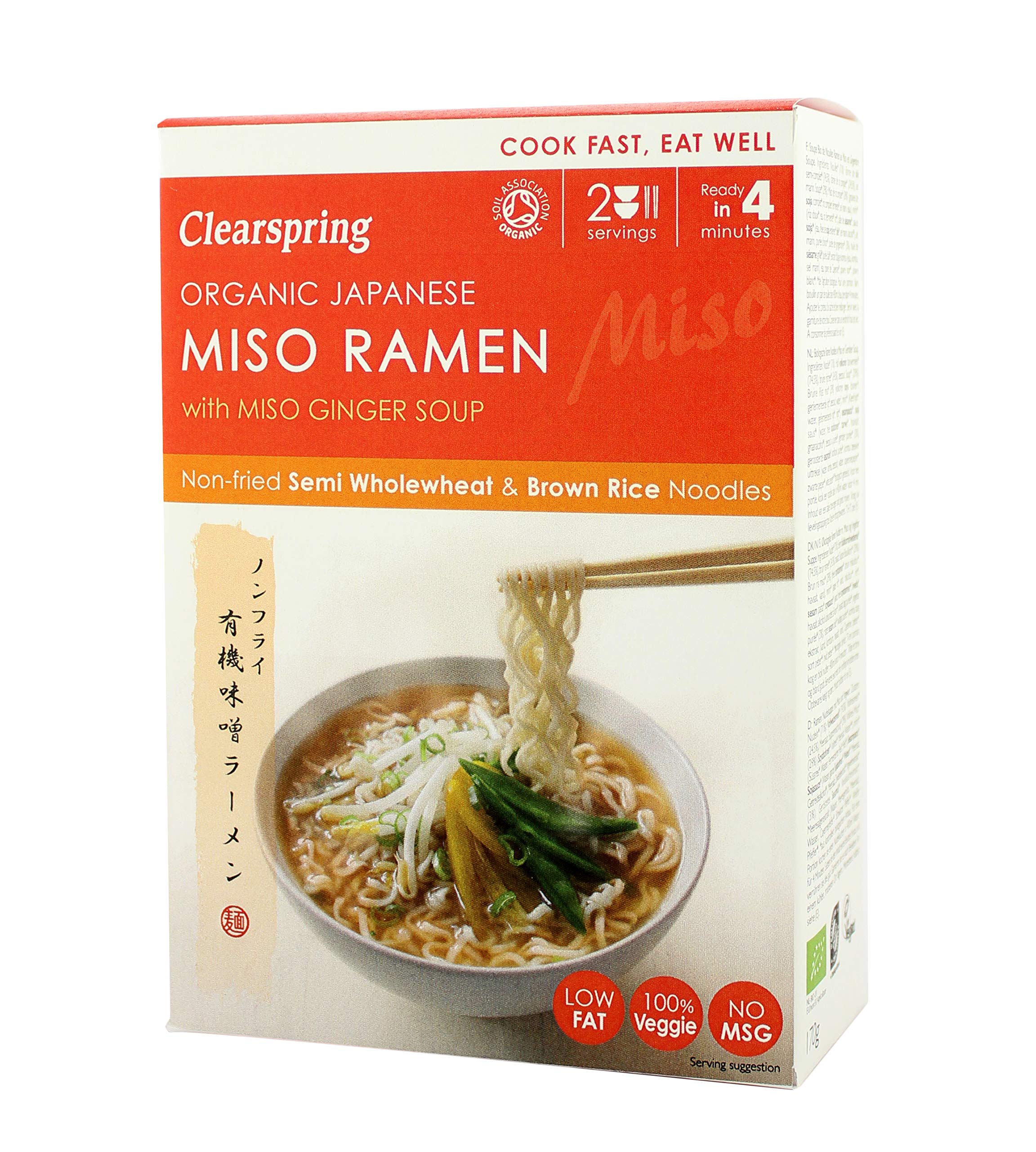 Clearspring Organic Japanese Miso Ramen Noodles with Miso Ginger Soup, 90g