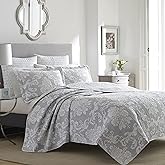 Laura Ashley - King Quilt Set, Cotton Reversible Bedding with Matching Shams, Lightweight Home Decor Ideal for All Seasons (Venetia Grey, King)