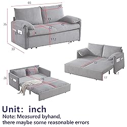 65-Inch Corduroy Loveseat Sofa with Pull Out