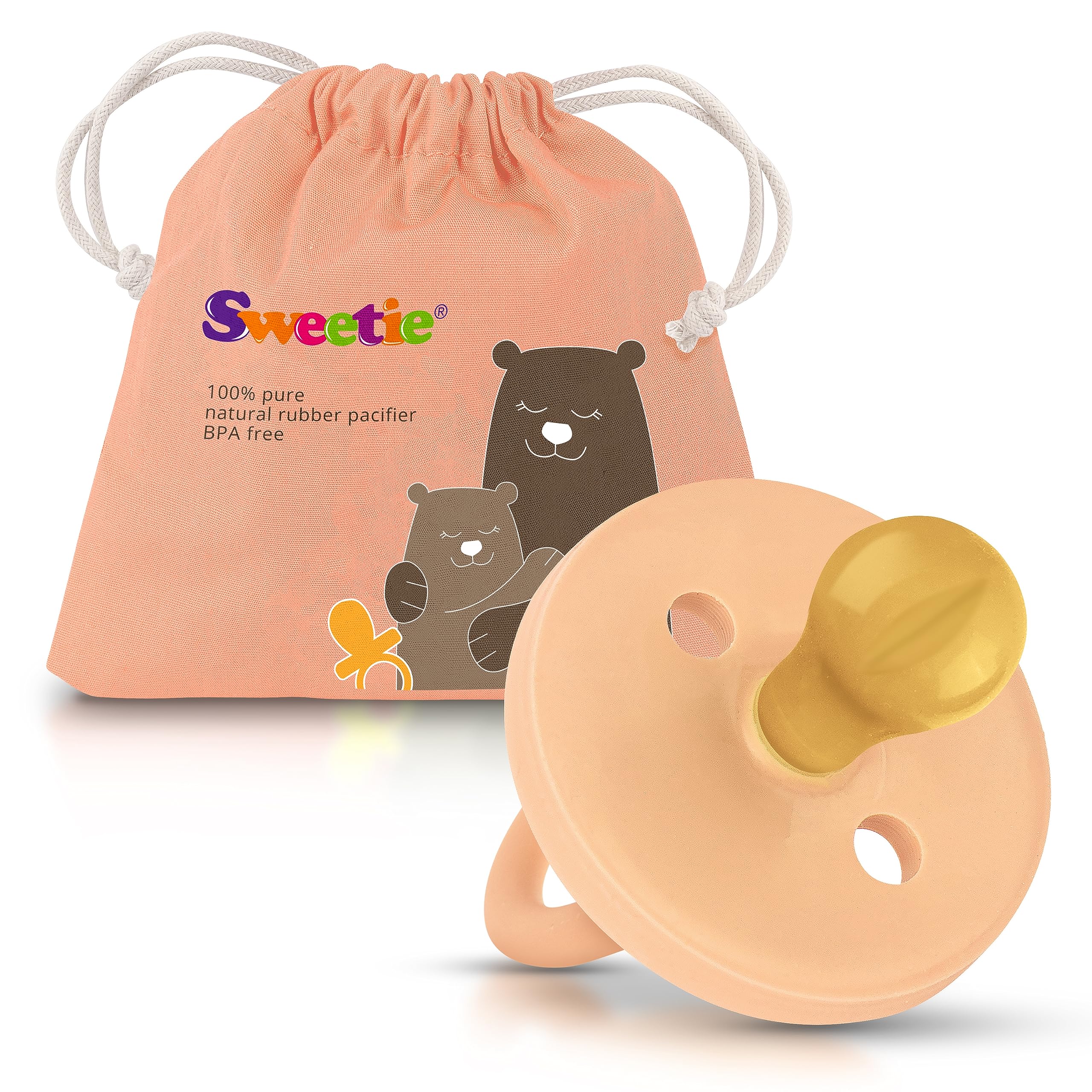 SWEETIE Natural Rubber Pacifier (0-6 Month, Light Pink)