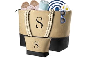 TOPEAST Christmas Gifts for Women - Beach Bags with Makeup Bag Travel Essential Christmas Birthday Gifts for Mom Friends