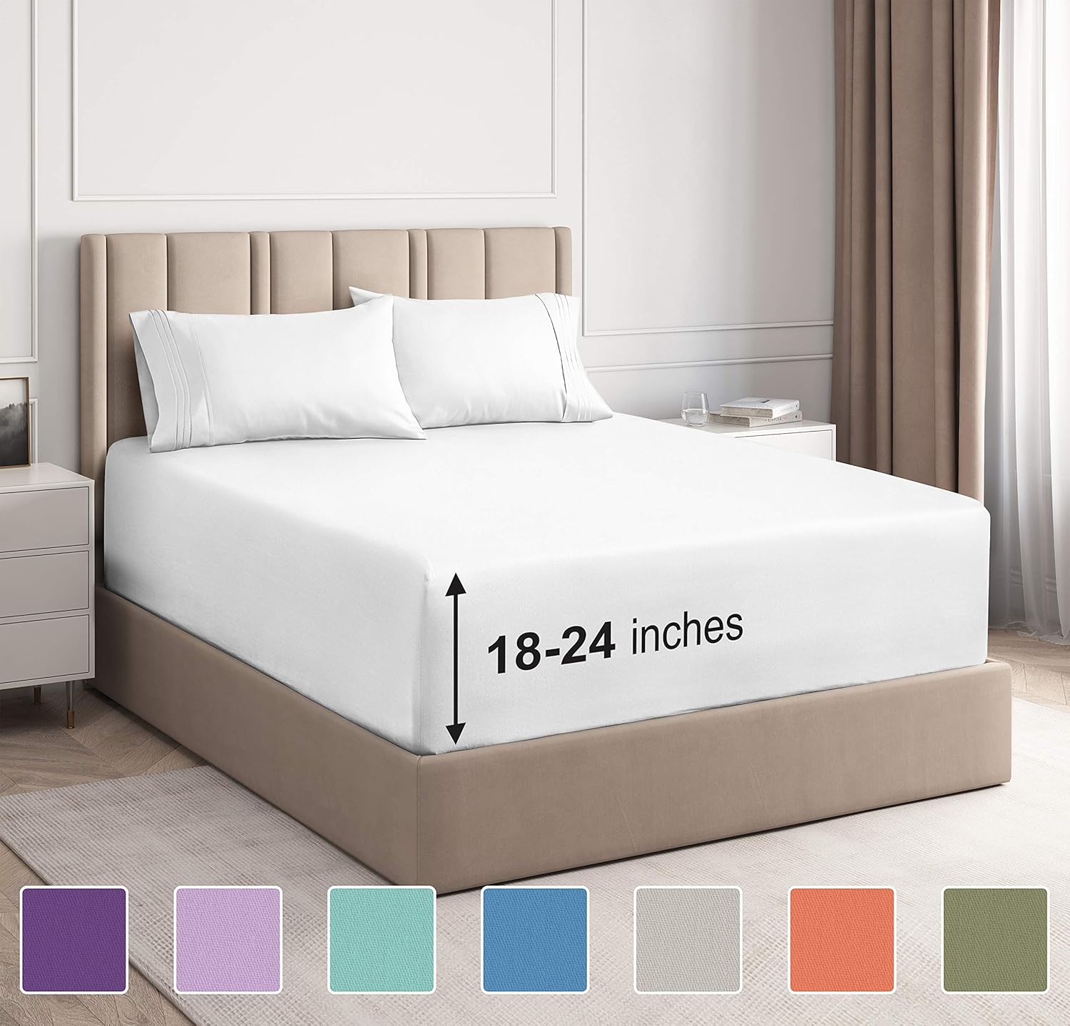 Extra Deep Pocket Sheets - 4 Piece Sheet Set - King Size Sheets Deep Pocket - Extra Deep Bed Sheets - Deep King Fitted Sheet Set - Super and Ultra Deep Sheets - For Deep Pockets Mattress - Fits Easily: Home & Kitchen