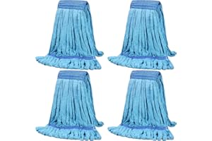 Lallisa 4 Pcs Commercial Mop Head Replacement 18 Oz Tube Microfiber Mop Heads for Floor Cleaning Industrial Mop Heads Looped End Wet Mop Head Refill for Home Commercial Industrial Use (Blue)
