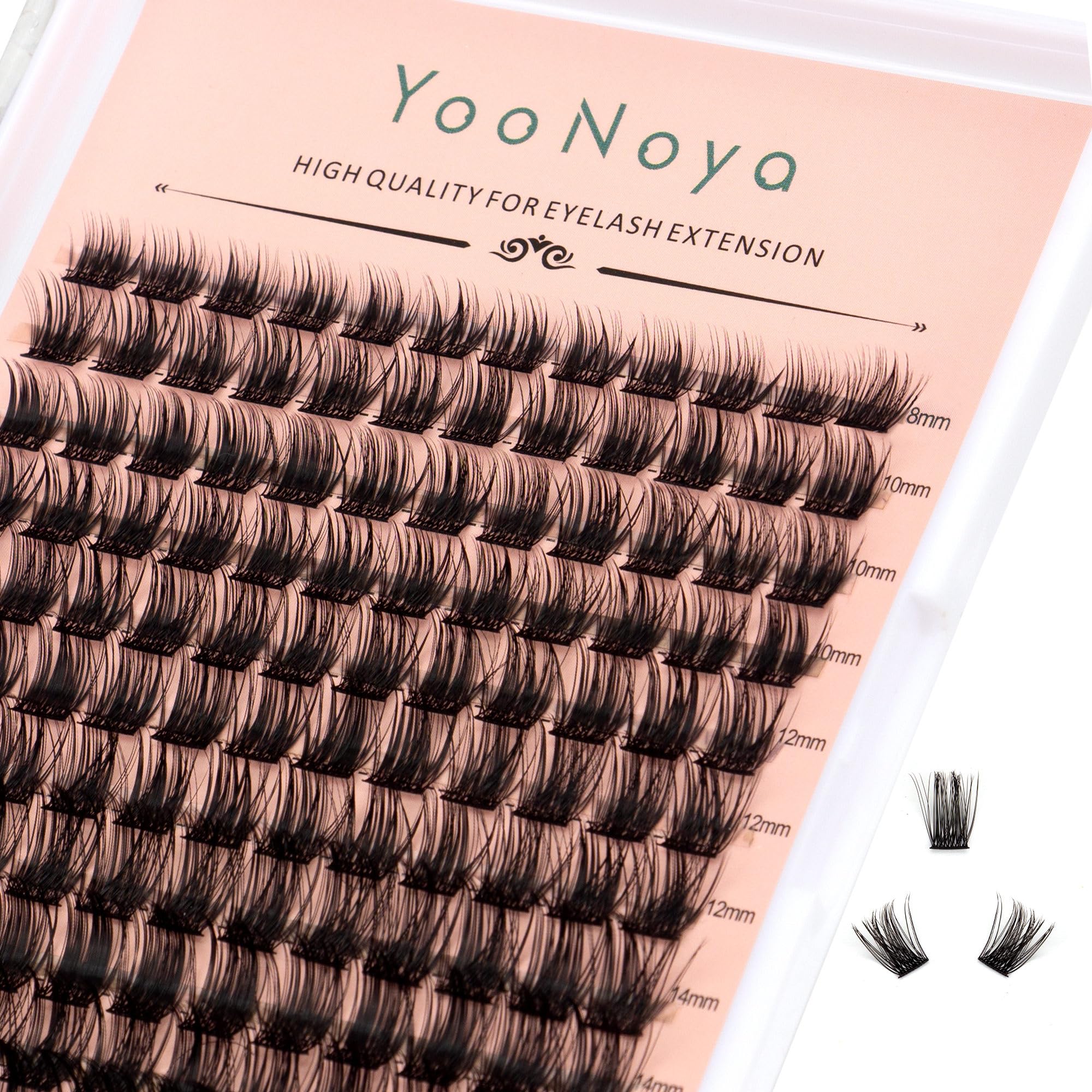 YOONOYA Lash Clusters 144 Pcs 8-16mm Individual Lashes Eyelash Clusters D Curl Cluster Eyelash Extensions Natural Wispy Cluster Lashes Reusable Eyelash Extension Lasting Lash (QD-8-16mm - Mix)