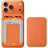ExtreLife Upgraded for Magsafe Wallet, Stronger Magnetic Wallet for iPhone 17/16/15/14/13/12 Series, for iPhone Magsafe Wallets, Vegan Leather, Fit 7 Cards, Orange+Gray
