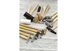 NK ESHOP Jewelry Hammers & Mallets - Set of 15 - Rawhide Leather, Plastic, Wood, Chasing, Goldsmith, Mini Brass, Ballpeen, Rivet, Watch Hammers