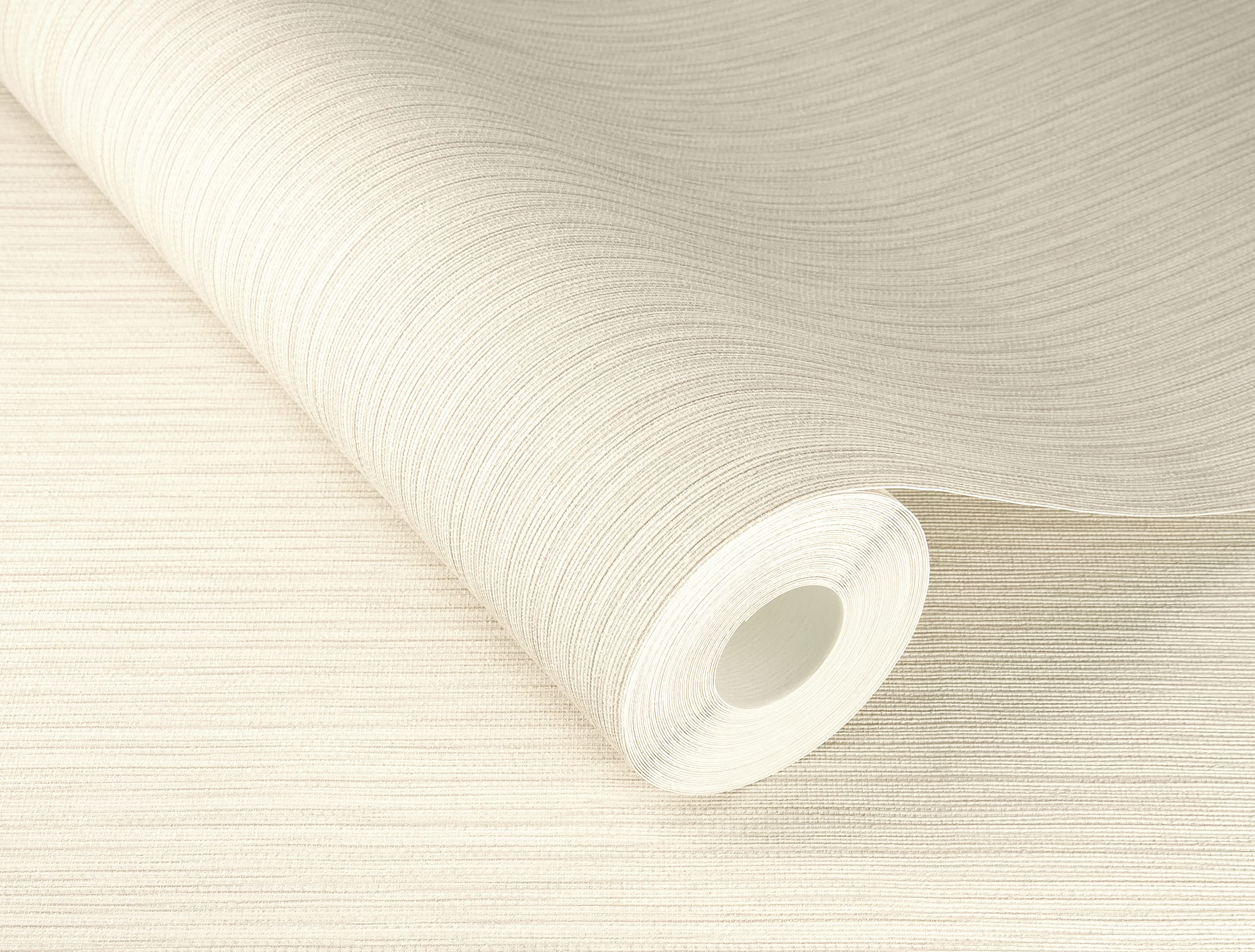 Rasch Curiosity Collection 537628 Non-Woven Wallpaper Plain with Fine Line Structure 10.05 m x 0.53 m Cream White