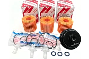 OEM GENUINE 04152-YZZA1 OIL FILTERS x 3 with APSG CRUSH WASHERS and FILTER CAP WRENCH | 2.5L 2.7L 3.5L Engine | Compatible with ES350, GS350 RX350, Camry, RAV4, Highlander, Sienna, Tundra, Tacoma +