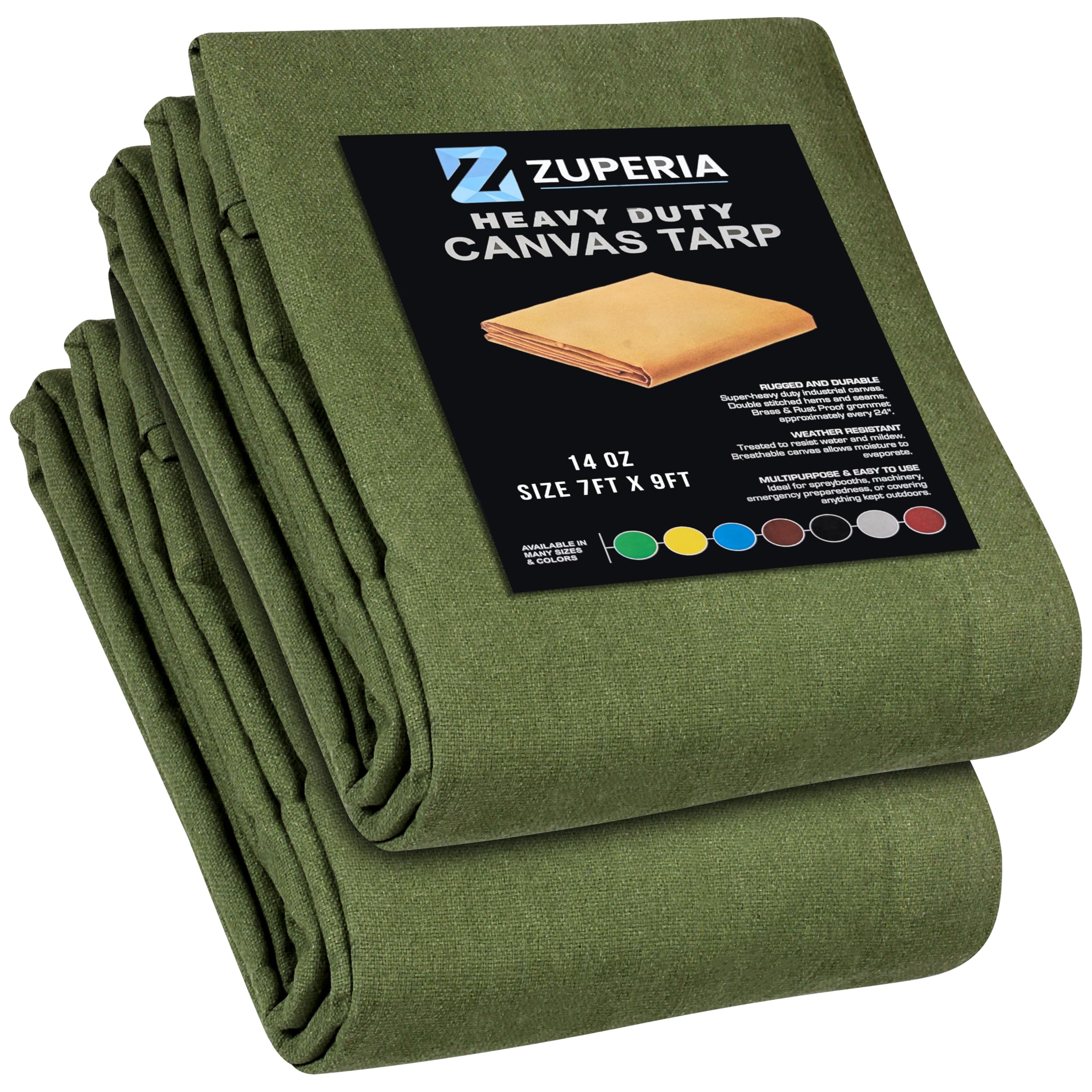 Premium Canvas Tarp 2 Pack, 7 x 9 ft, 14oz. Heavy