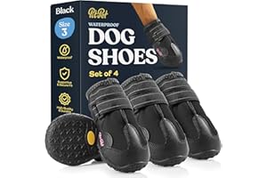 PITPET Waterproof Dog Shoes - Stylish Designed Shoes for Dogs - Dog Boots with Non-Slip Rubber Bottom Protects Paw from Hot or Cold Pavement, Dog Booties with Reflective Straps for Dogs Safety, Puppy Shoes.