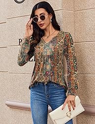 Zeagoo Boho Tops for Women Floral Blouse Dressy