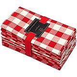 COTTON CRAFT 12 Pack Gingham Checks Oversized Dinner Napkins - Red - Size 20x20-100% Cotton - Tailored with Mitered Corners a