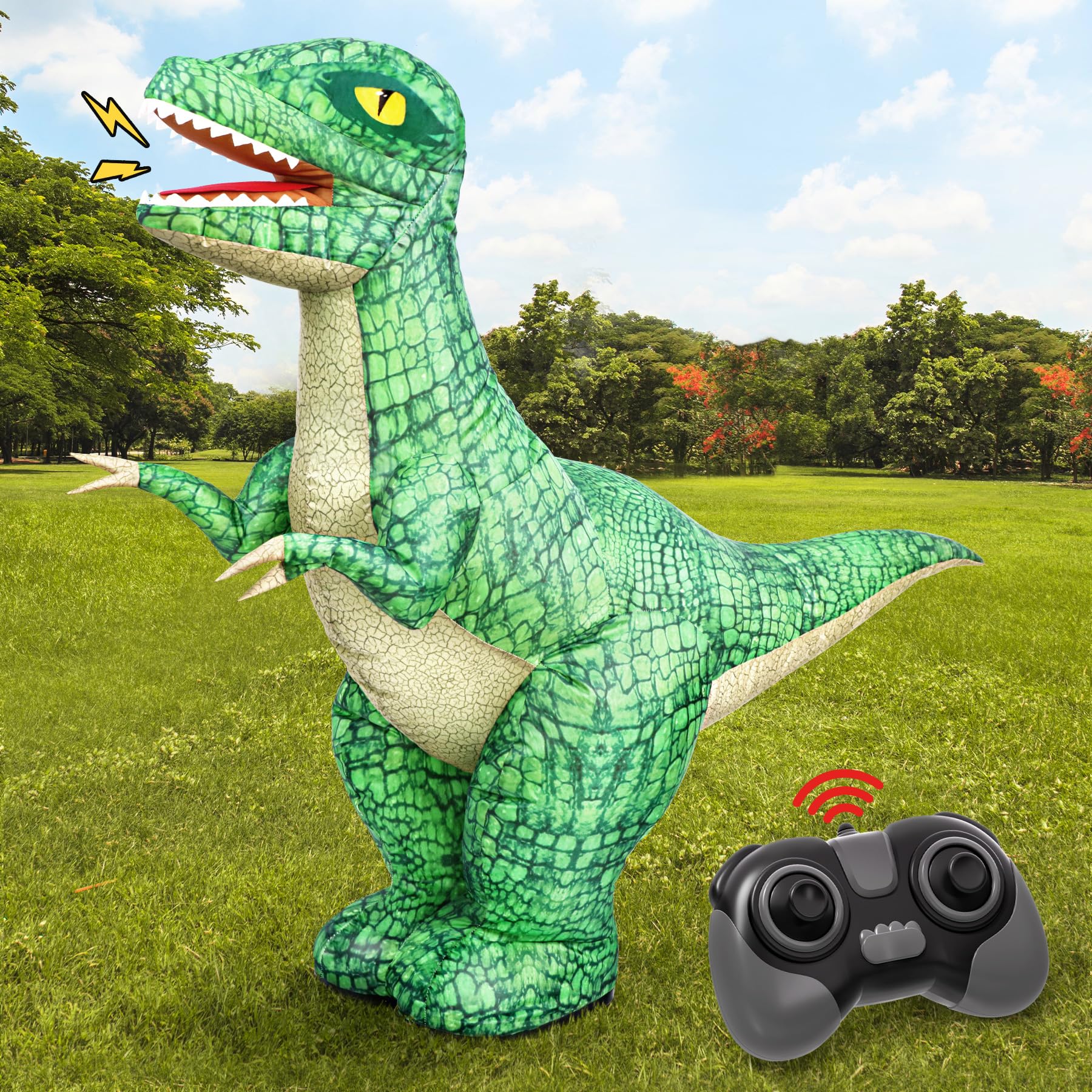 Photo 1 of Jovow 2.4GHZ Remote Control Inflatable Dinosaur Toy for Kids,Electric Toy Dinosaur with 360°Rotation,Forward & Backward,Rechargeable Walking Dinosaur Toy for Boys Kids Age 6-8 8-12 Birthday Gifts