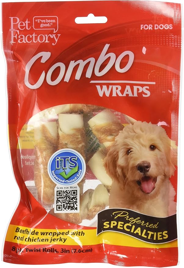 Pet Factory Rawhide Twist Rolls Wrapped With Chicken Meat