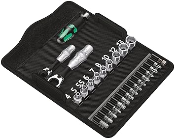 Wera 05135918001 Kraftform Kompakt Zyklop Mini 2 Bit-Ratschen-Satz Schwarz, Chrom, Grün 27 Stück